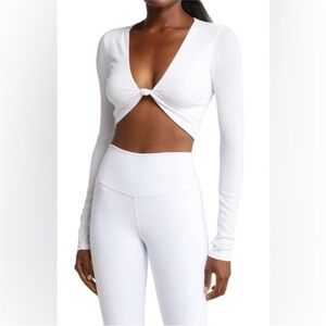 Alo yoga ribbed white long sleeve knotty top size small